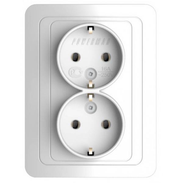 Розетка 2 м КЕРАМИКА  с/з с/у 16А 250В/POWERMAN Classic 2028/1151427